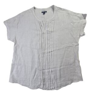 Lands' End Linen Pleated Short Sleeve Women's Blouse Size 1X